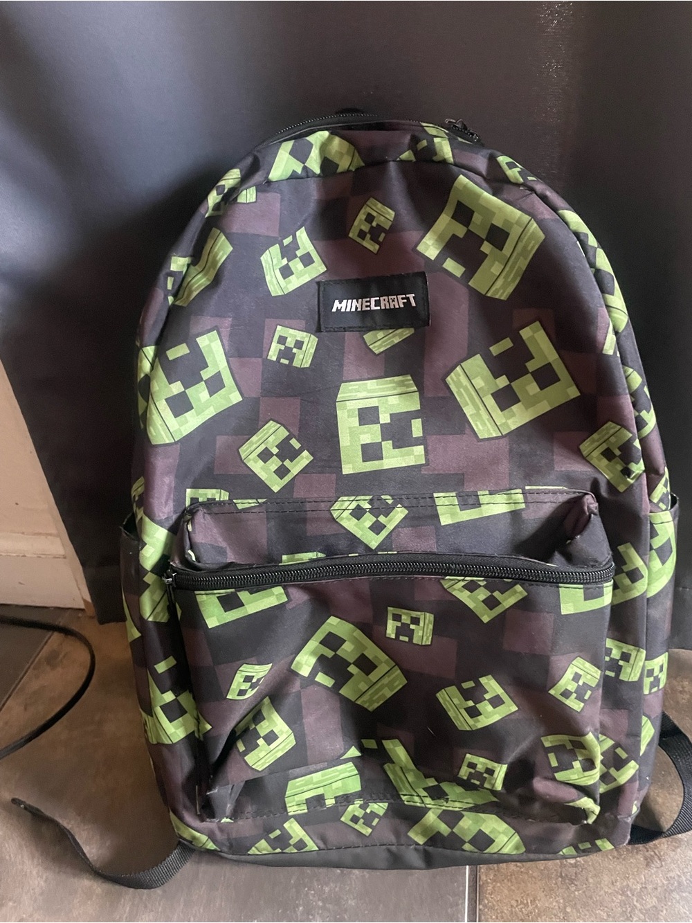 Minecraft Kids Backpack in Black and Green